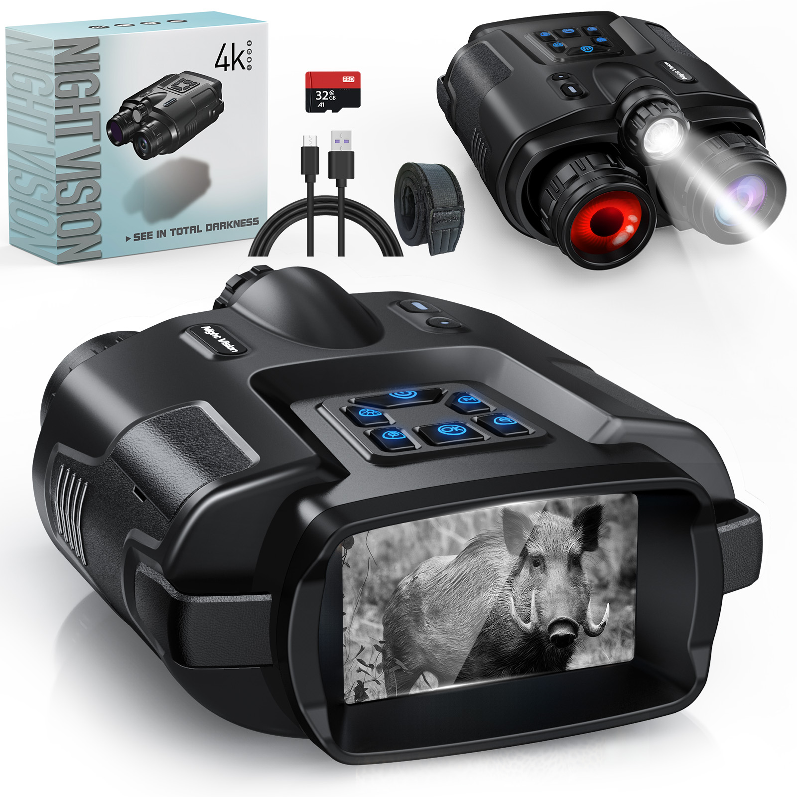 Digital Night Vision Binoculars 4K - Night Vision Binoculars 4K Infrared 5000mAH