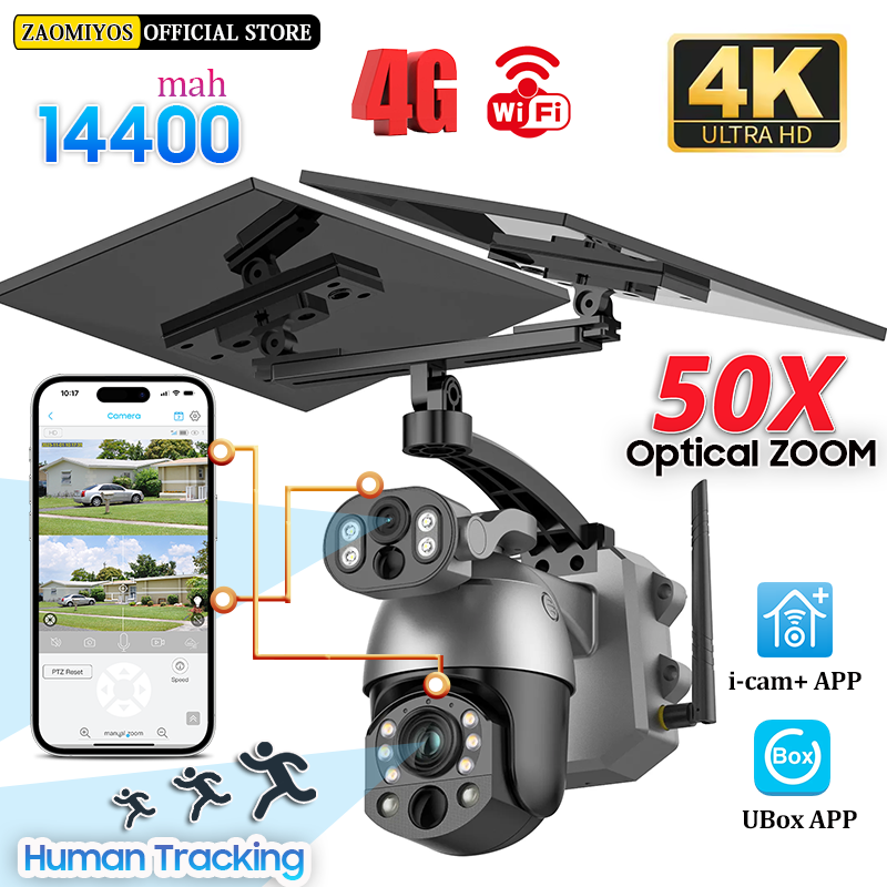 Night Vision Camera Wifi 4G - 4K 50X ZOOM 10MP Solar Camera