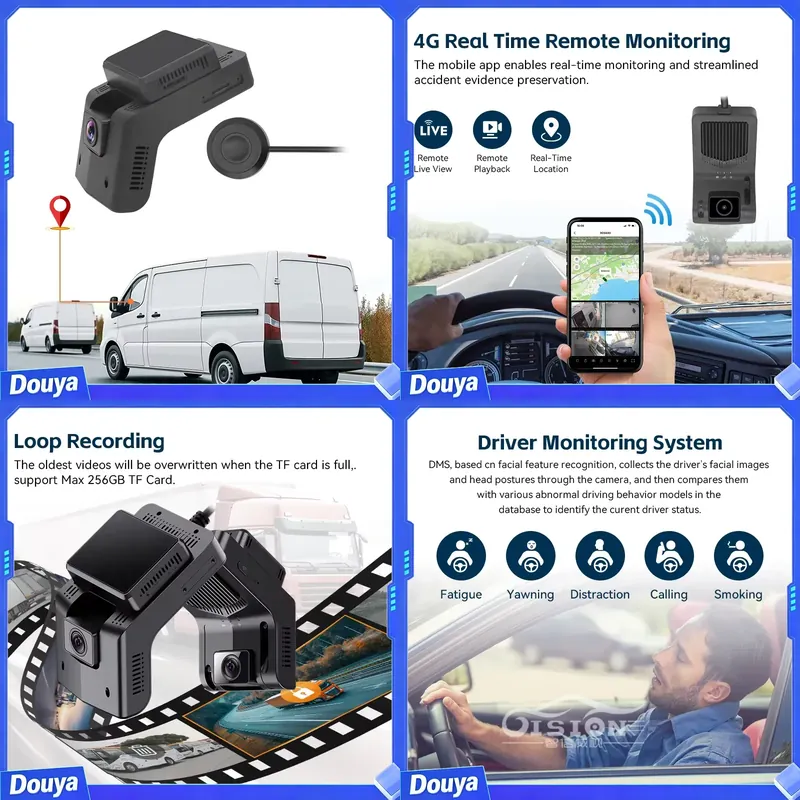 Night Vision Camera Wifi 4G - Fleet Dashcam 4g Front and Inside