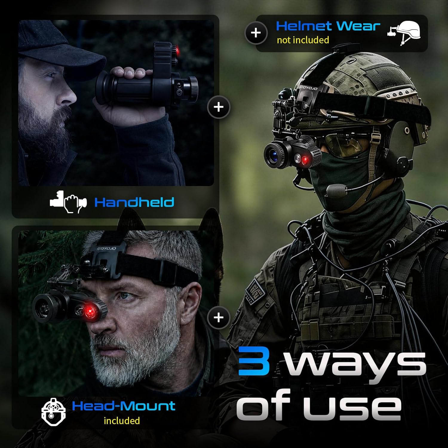 Head-Mounted Night Vision Mono - đánh giá và giá Night Vision Goggles Head Mounted
