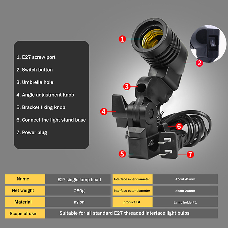 E27 AC Socket Lamp Single Head - đánh giá và giá Night Vision Goggles Head Mounted
