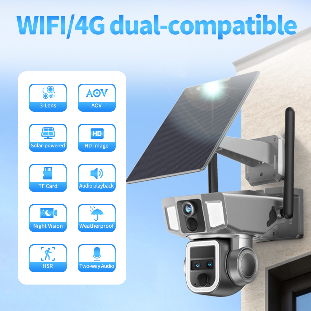 Outdoor 4G WiFi 3 Lens 10X Zoo - đánh giá và giá Night Vision Camera Wifi 4G